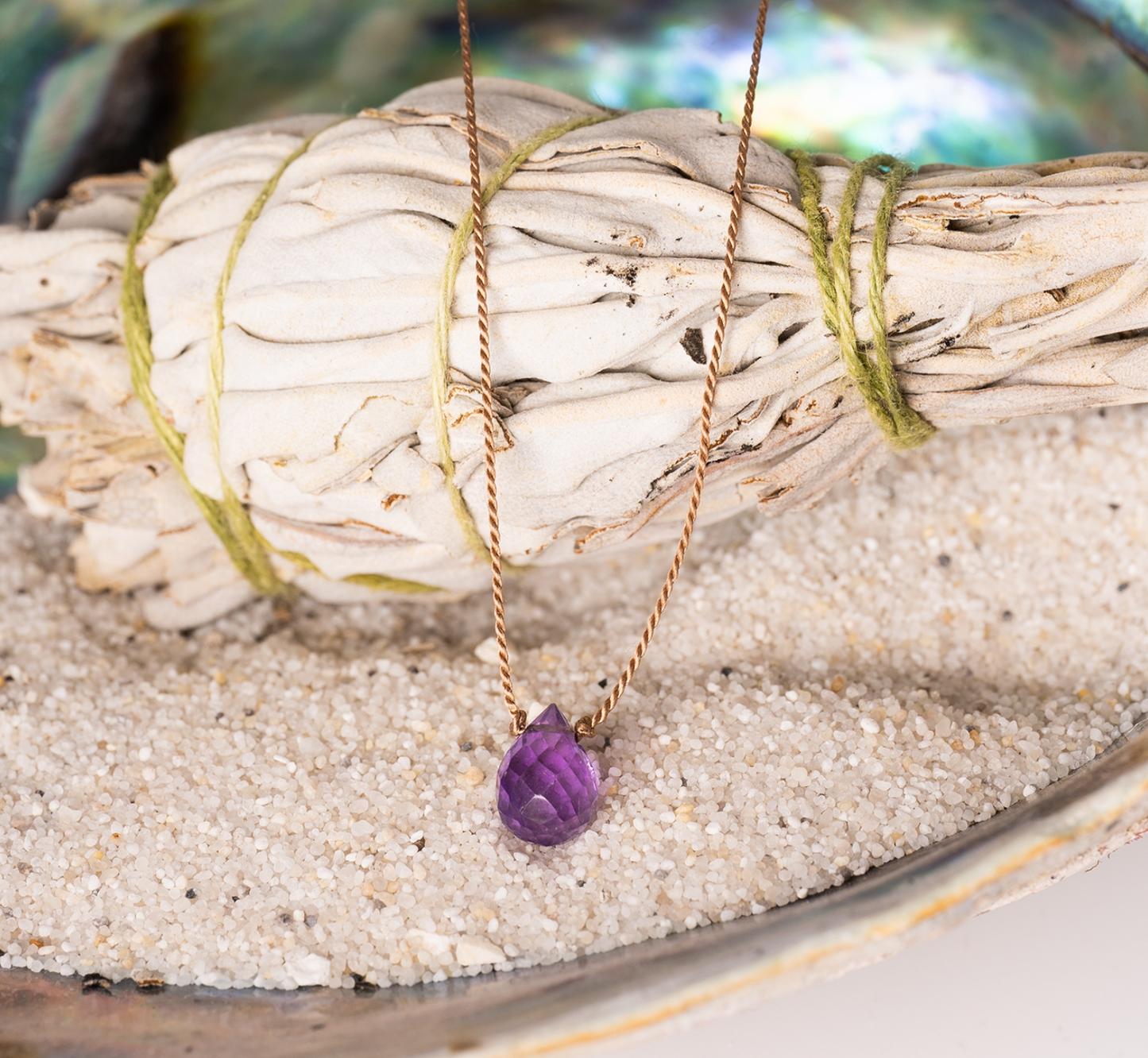 Amethist druppel ketting