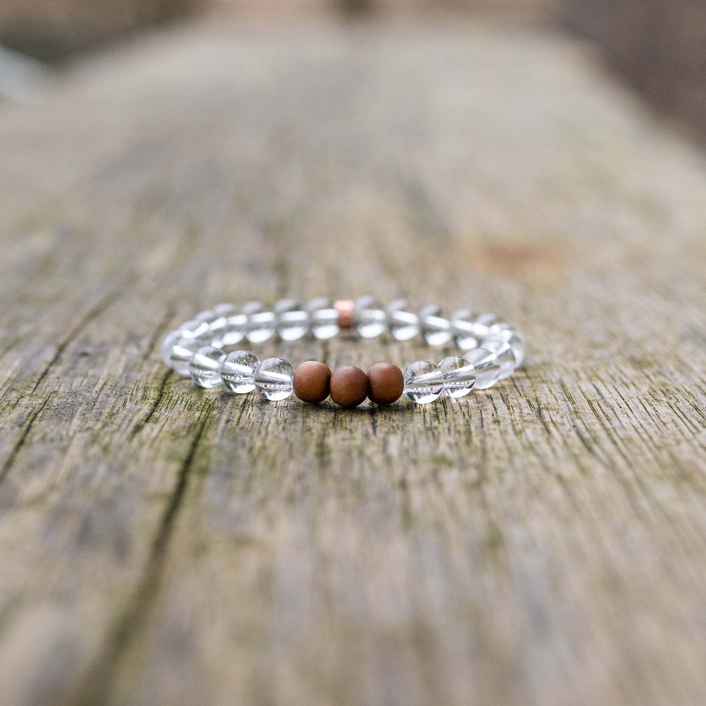 Armband van bergkristal met sandelhout - helderheid