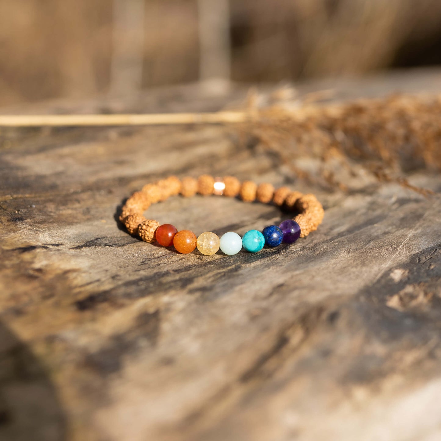 7 chakra armband echte stenen - balans